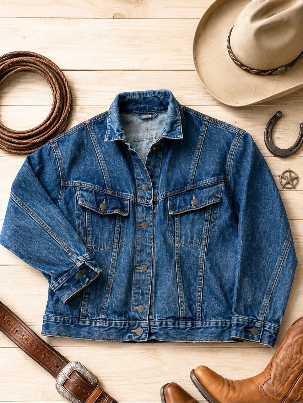 vtg Jean Jacket Sunset Blues Denim Trucker Style western Blue Jacket Sz M